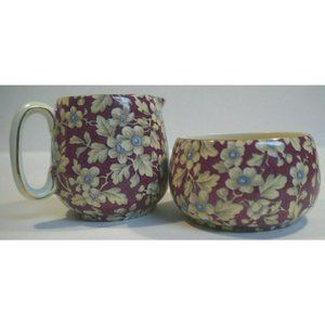 Lord Nelson Ware Creamer & Sugar Bowl Set ROYAL BROCADE  Chintz England Rare